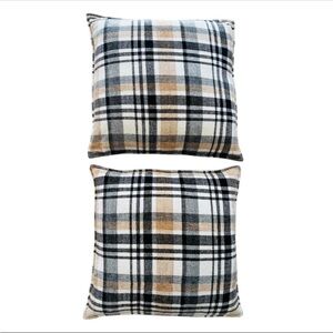 Set of Plaid Decorative Rustic Themed Down Filled Throw Pillow Set